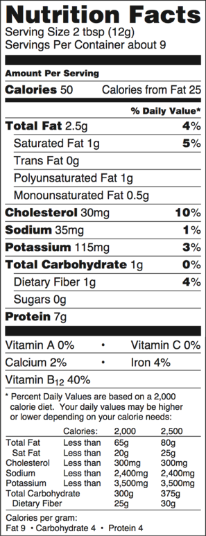 Starter Pack nutrition-label
